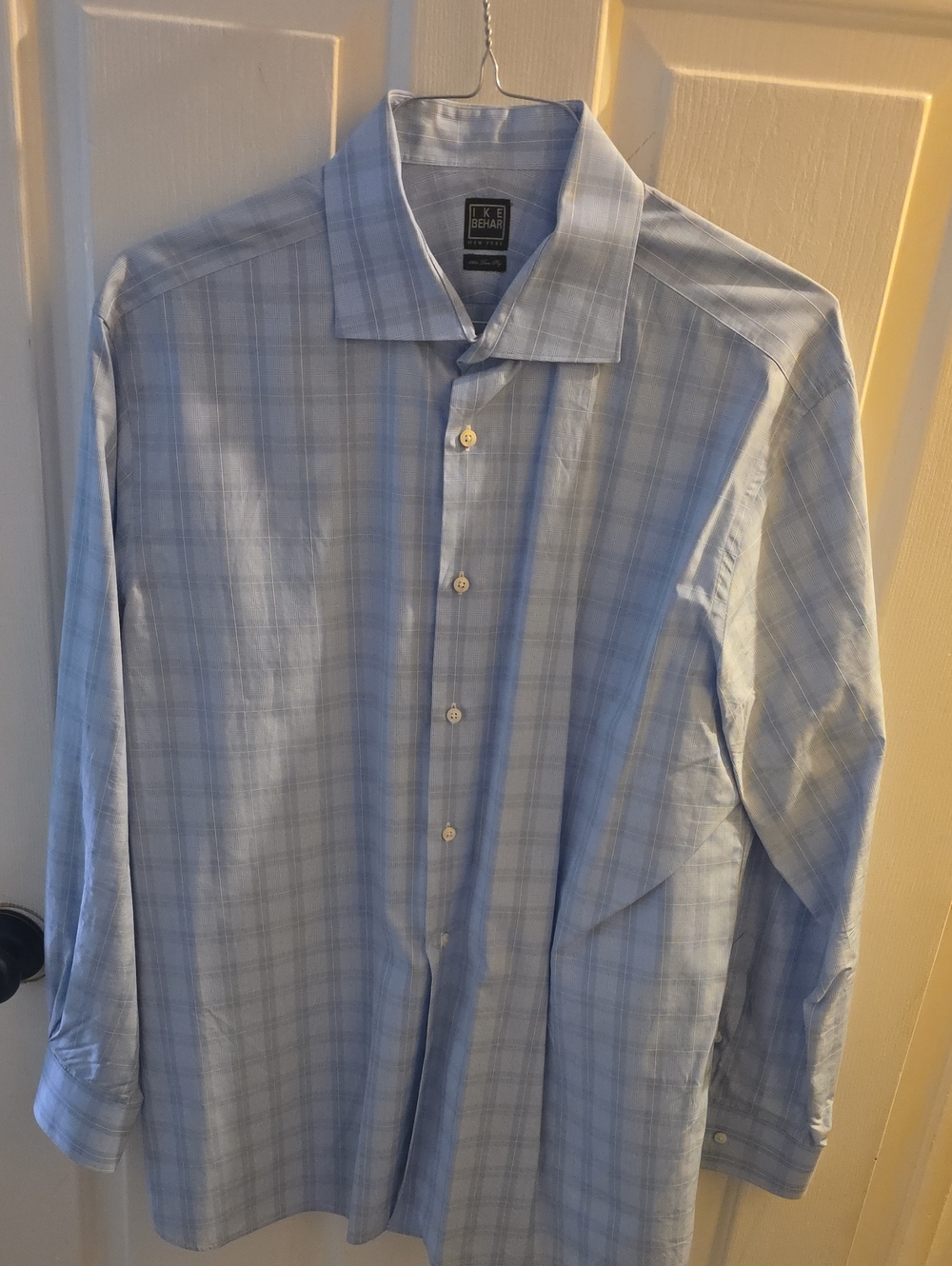 Ike Behar Light Blue Plaid Dress Shirt